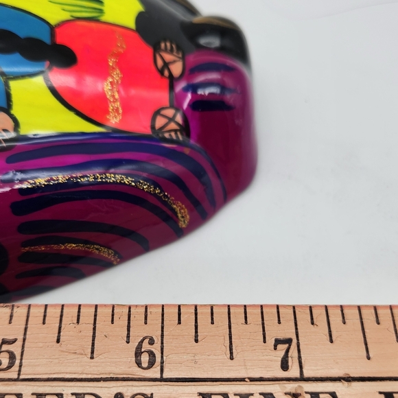 Handmade Guerrero Owl Wall Art Mexican Terracotta Ceramic 6.75"H Sparkly - Picture 5 of 5